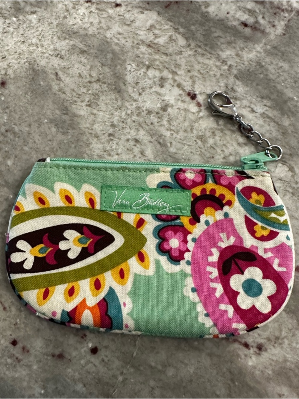 Vera Bradley Zip Clip ID Holder Coin Purse  Tutti Frutti pattern